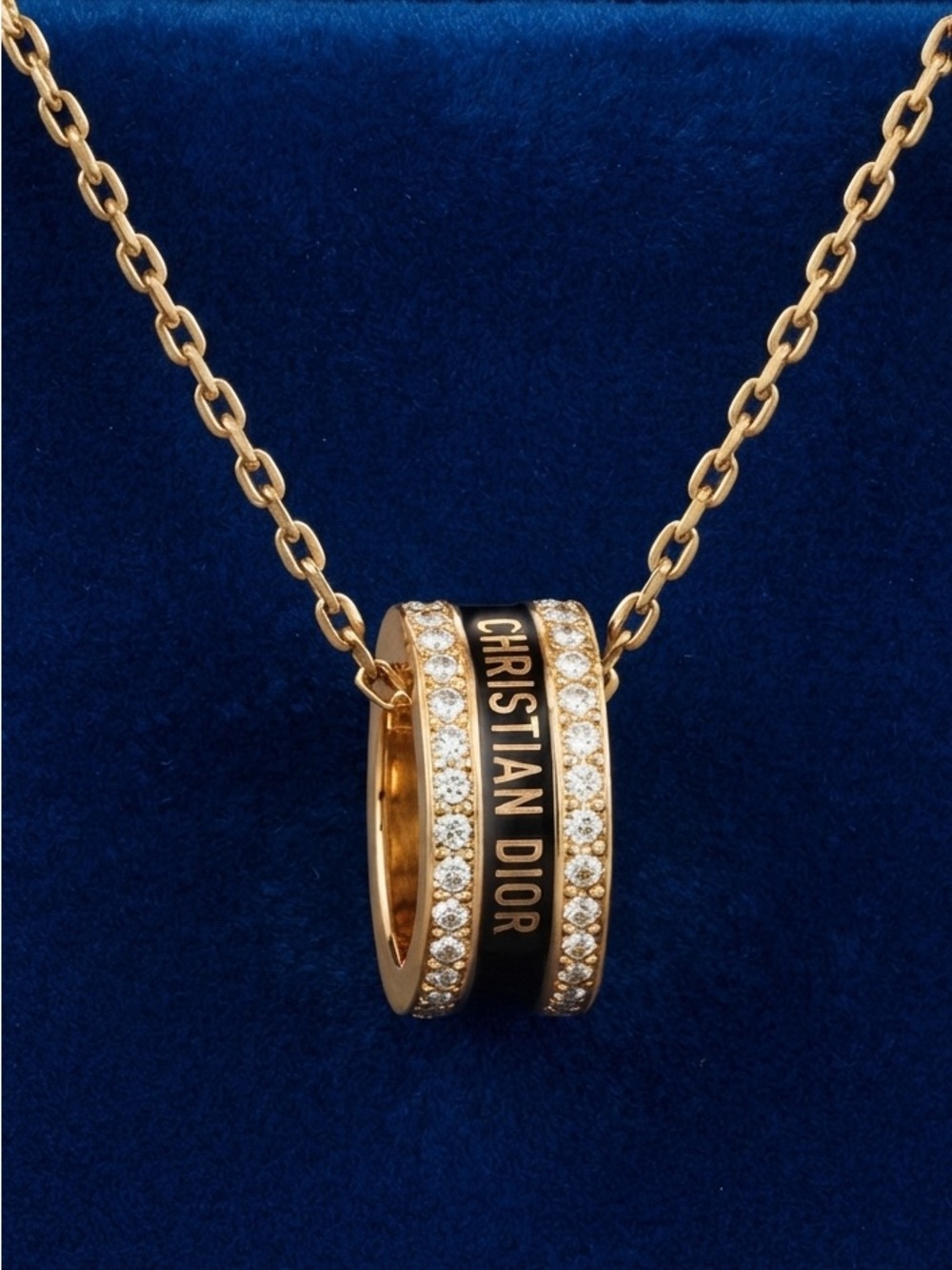 Gold-Tone Rhinestone Lettered Ring /Pendant Necklace